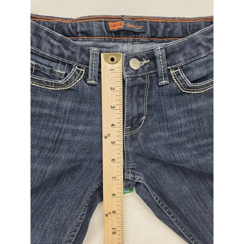 Levis Girls 12 Slim Bootcut Jeans 24x27 Dark Wash Adjustable Waist Stretch Denim